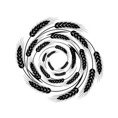 Vector art of a swirling vortex of wheat ears, creating a dynamic and abstract pattern reminiscent of natures bounty