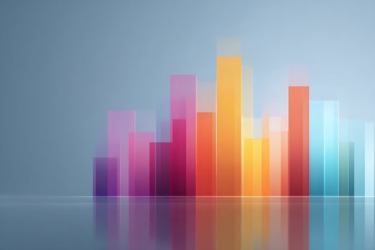 Glossy layered area chart in bright hues