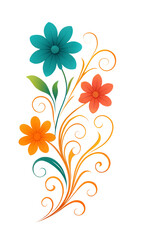 Vibrant abstract floral arrangement with swirling greenery and bold petals for decorative design transparent background