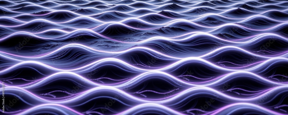 Aufkleber the image features an abstract scene of undulating, glowing lines that resemble waves or streams of 