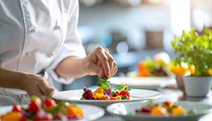 Culinary Artistry: Chef Preparing Gourmet Dish