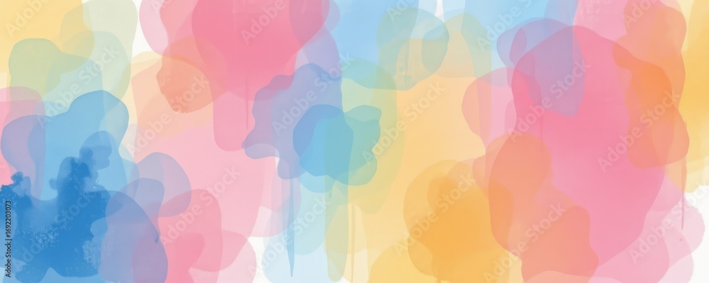 Poster the image features an abstract background composed of soft, overlapping watercolor like shapes in pa