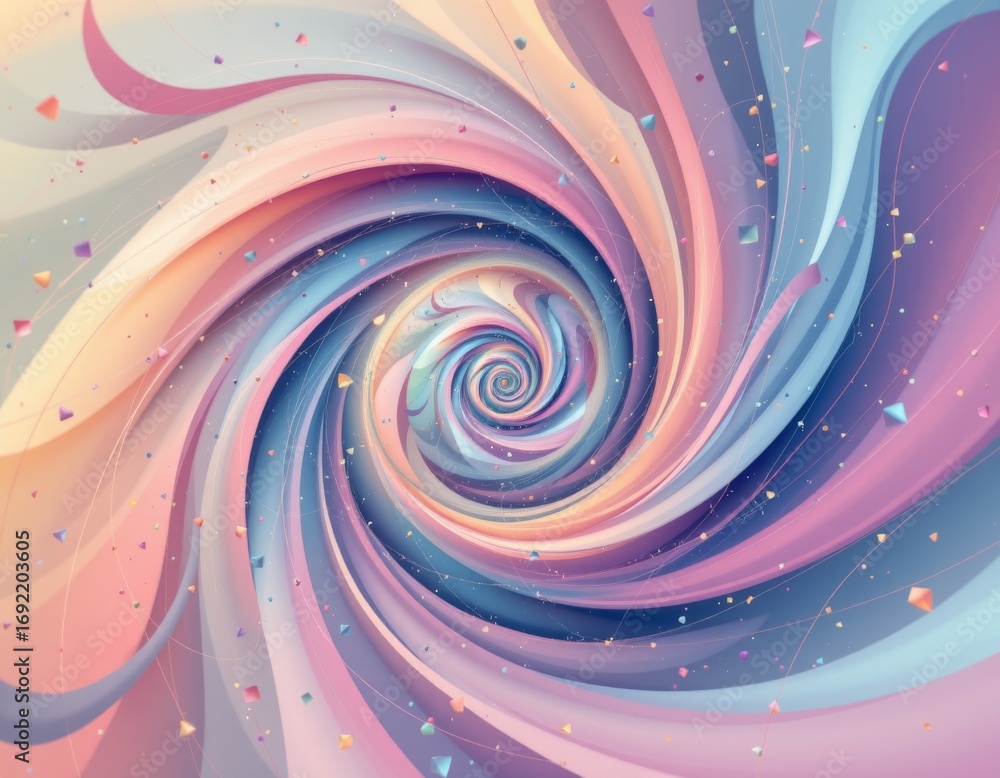 Poster the image features a mesmerizing swirling vortex with a spiral pattern at its center, creating a sen