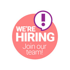 We are hiring. Open vacancy. We are hiring lettering about joining the team. Vector illustration