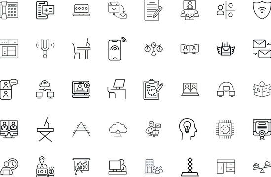 Business and Technology Vector Line Icons Set &ndash; Office, Communication, AI, Security, Finance (EPS)