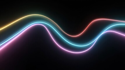 Neon wavy lines in pastel colors against black