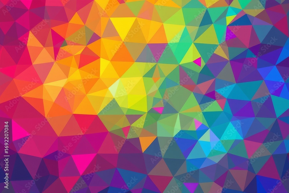 Aufkleber the image consists of a vibrant mosaic pattern made up of numerous small, irregularly shaped triangl
