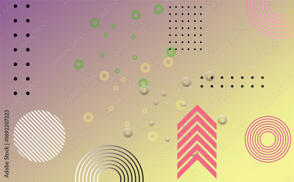 Poster abstract gradient background with geometric shapes and circle. vector illustration in flat style.