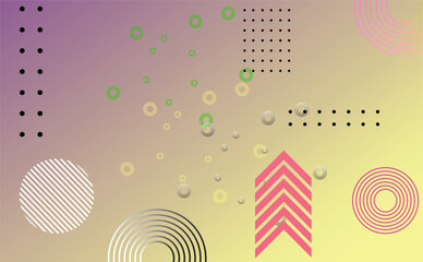 Abstract gradient background with geometric shapes and circle.  Vector illustration in flat style.