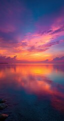 Fototapeta premium Vibrant sunset over tranquil water