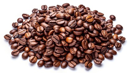 Fototapeta premium Pile of roasted coffee beans isolated on white background