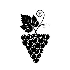 Vector art of detailed grape bunch illustration with leaf, ideal for winerelated designs, agricultural themes, or food illustrations