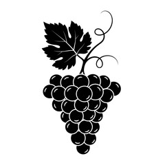 Illustration of a bunch of grapes with a leaf, perfect for wine labels, vineyard branding, or foodrelated designs