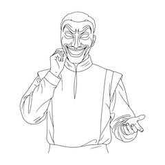 Artistic Drama Actor Lineart – Actor Vector Outline Drawing with Expressive Details – Actor Drawing – Vector of Actor – Actor Outline