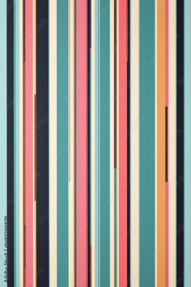 Poster the image features a pattern of vertical stripes in various widths and pastel colors, including shad