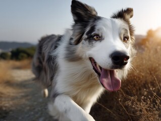 Playful dog running in a field (1)