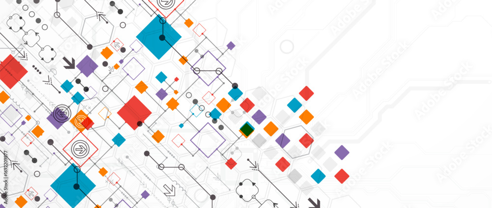 Aufkleber abstract technology concept. circuit board, high computer color background. vector illustration with