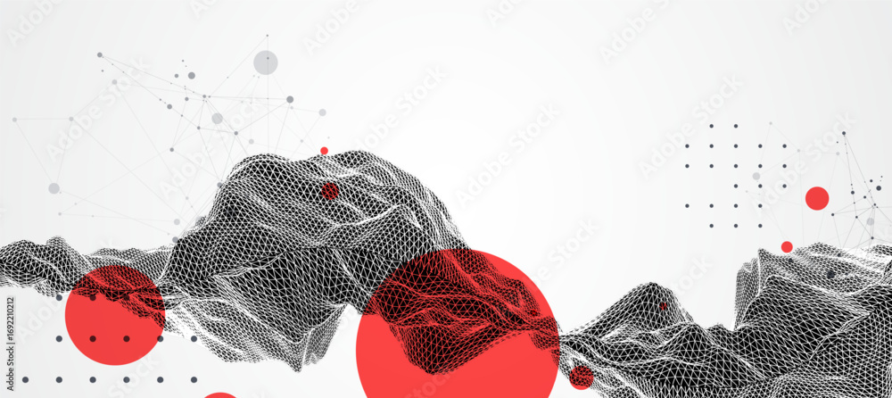 Poster abstract wireframe art background. modern science or technology art. surface illustration. vector.