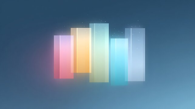 Gradient-filled stacked chart with semi-transparent layers floating in space