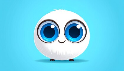 Obraz premium Cute cartoon fluffy ball with big eyes