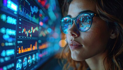 Business professionals analyzing Ethereum price charts on holographic screens