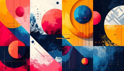 Abstract Geometric Composition: Vibrant Hues and Bold Shapes
