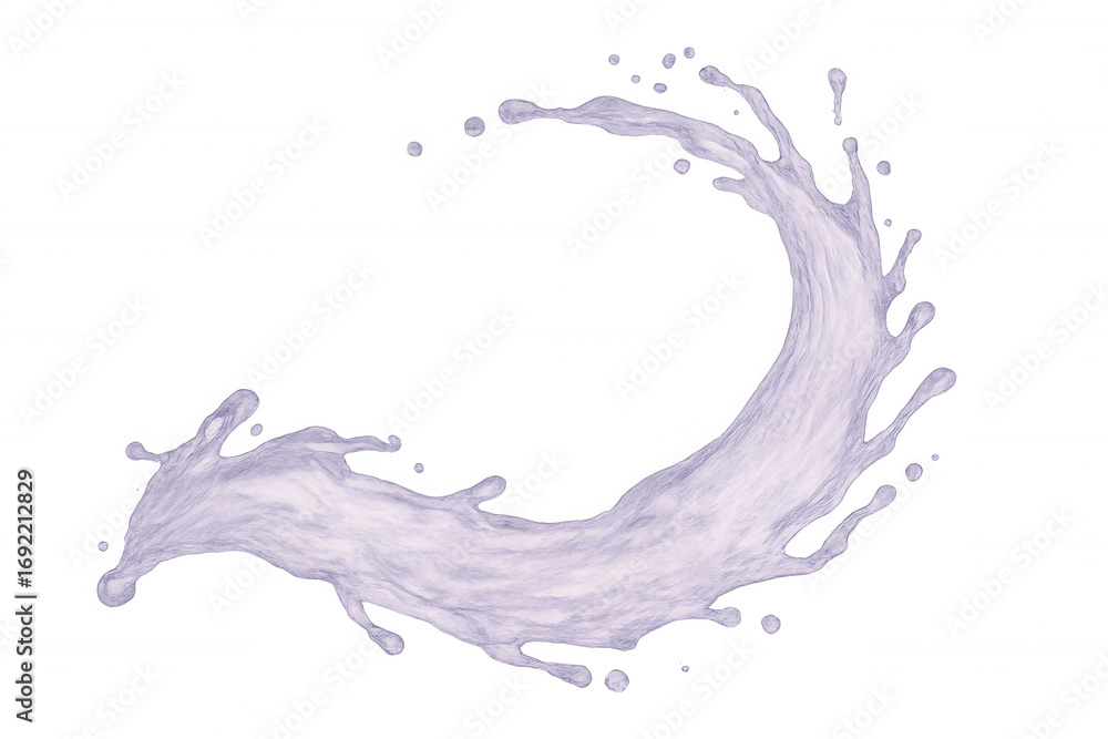 Poster dairy liquid splashing dynamically, forming circular pattern against transparent backdrop, highlight