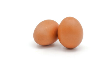Eggs on a white background are a good source of protein. which helps build and repair worn out parts of the body.
