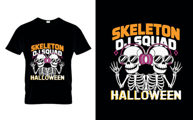 Halloween T-shirt Design with Ghosts, Pumpkins and Spooky Elements Vector isolated on white background.