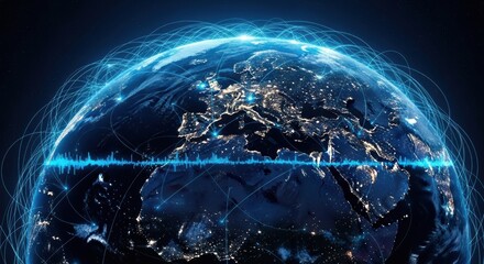 Obraz premium Global Network Communications over Earth