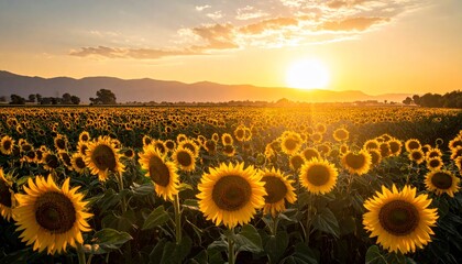Sunflowers at Sunset: A Golden Panorama