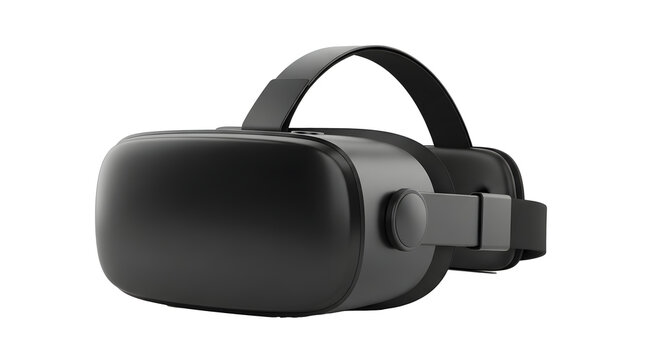 Black VR headset virtual reality gaming device immersive technology entertainment equipment isolated
