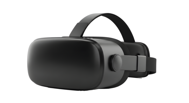 Black VR headset virtual reality gaming device immersive technology entertainment equipment isolated