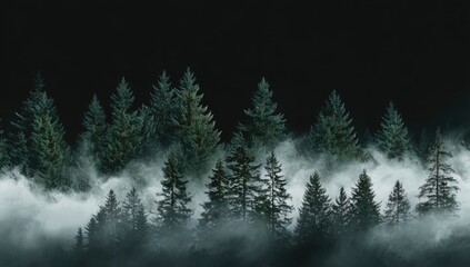 Fototapeta premium Misty forest at night