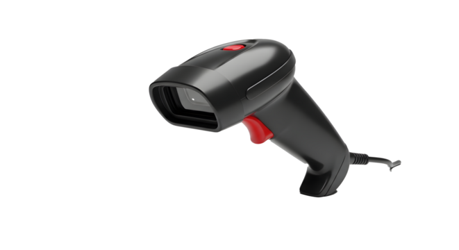 Handheld barcode scanner retail checkout device point of sale equipment technology isolated