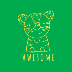 awesome tiger hand drawn illustration graphic art vector 