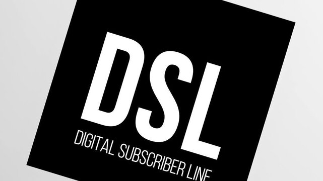 DSL Digital Subscriber Line text, inscription, abbreviation. DSL technology, concept, animation. 3D render
