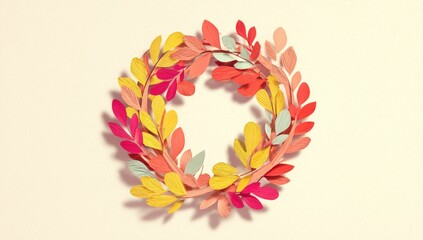 Fototapeta premium Colorful paper leaf wreath