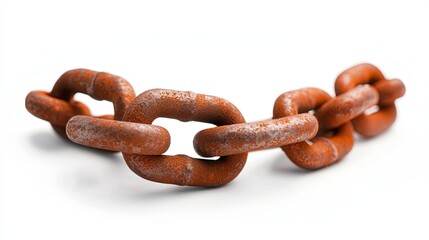 Obraz premium Rusty chains in an abandoned prison isolated on white background