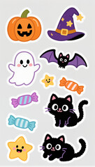 halloween monsters icon set