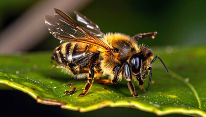 Close-up of a bee on a leaf (1)