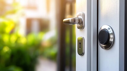 Biometric door lock isolated on white background