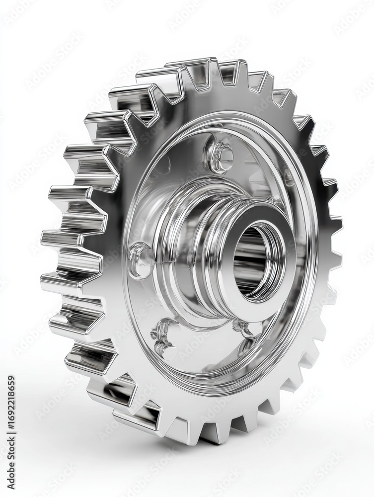 Poster exploring the design and function of a metal gear component in industrial machinery