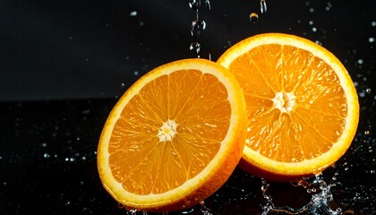 Orange slices with water splash