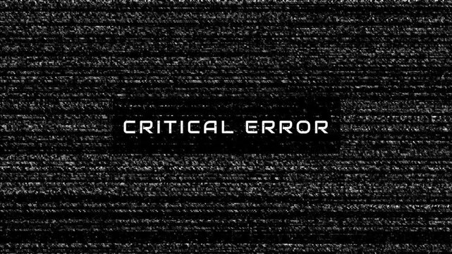 Critical Error Glitch Text Animation. 4k video 