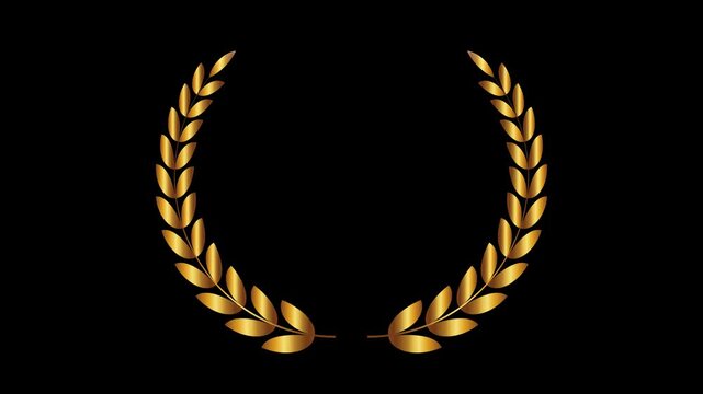 gold laurel wreath on black background 4K resolution video