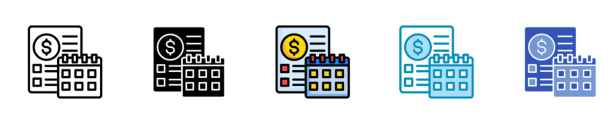 Monthly Statement  Icon Set Multiple Style Collection
