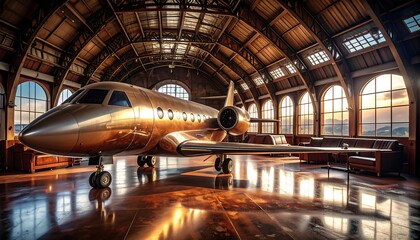 Obraz premium Private jet in hangar (1)