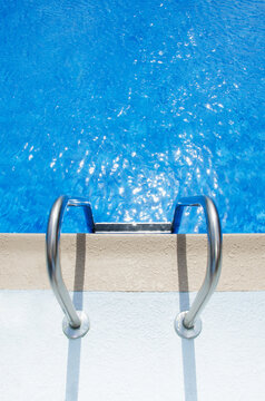Overhead view of swimming pool ladder