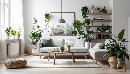 Serene Living Room with Abundant Greenery